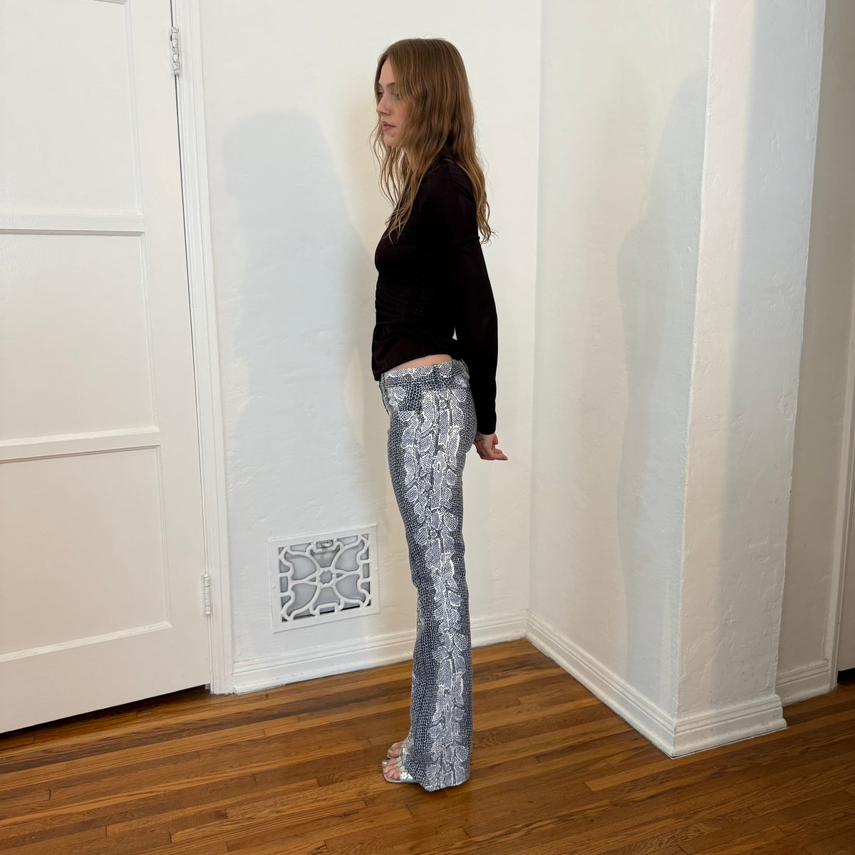 Y2K Ungaro Indigo and White Snake Print Jeans - SIZE 2