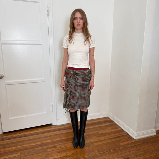 F/W2004 Jean Paul Gaultier Trompe L’œil Tartan Skirt - US 2-6
