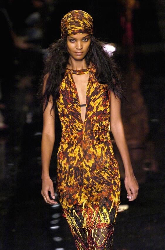 S/S2005 Jean Paul Gaultier Tortoise Shell Macrame Halter Dress - US XS-M