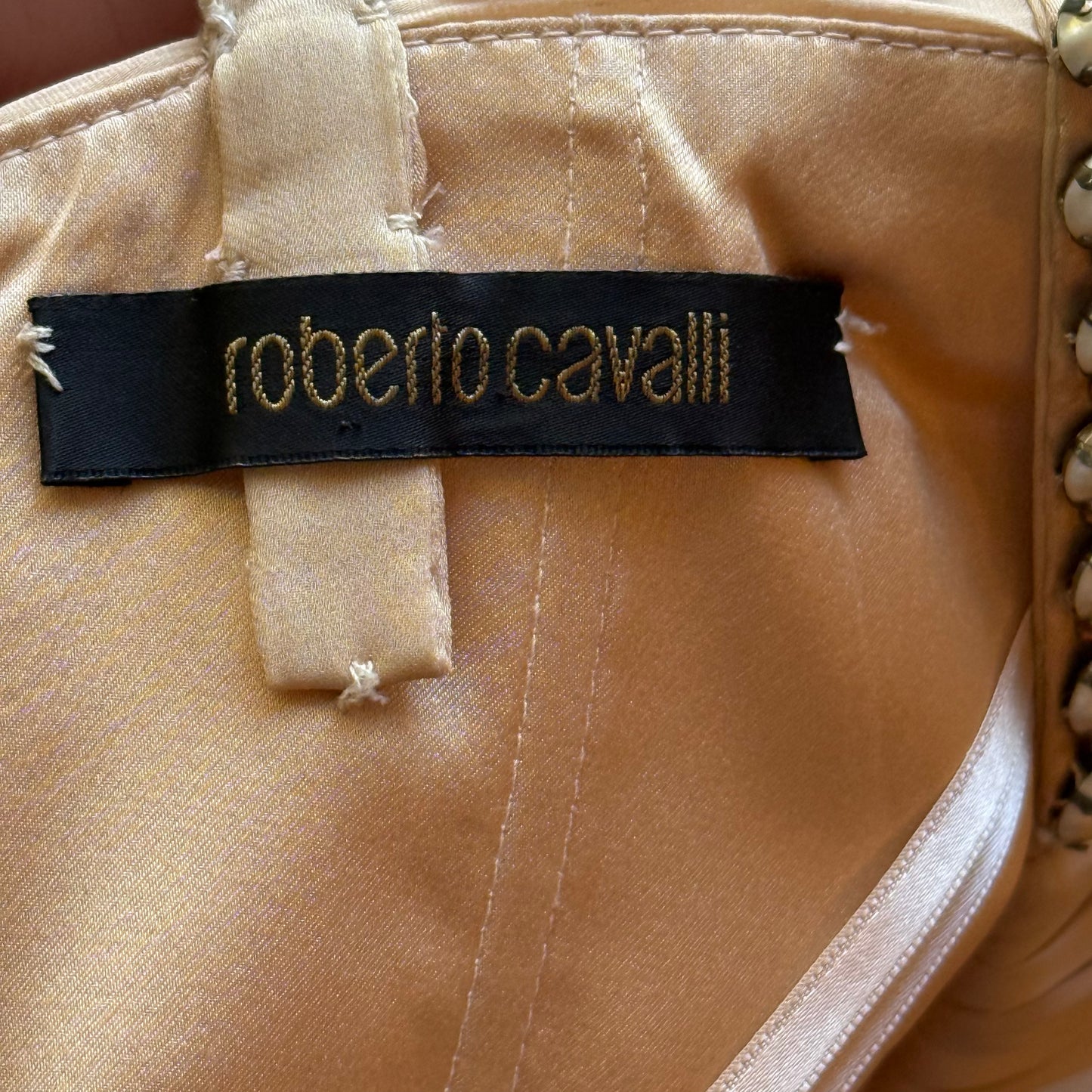 Y2K Roberto Cavalli Champagne Silk Baby Doll Dress - US 2
