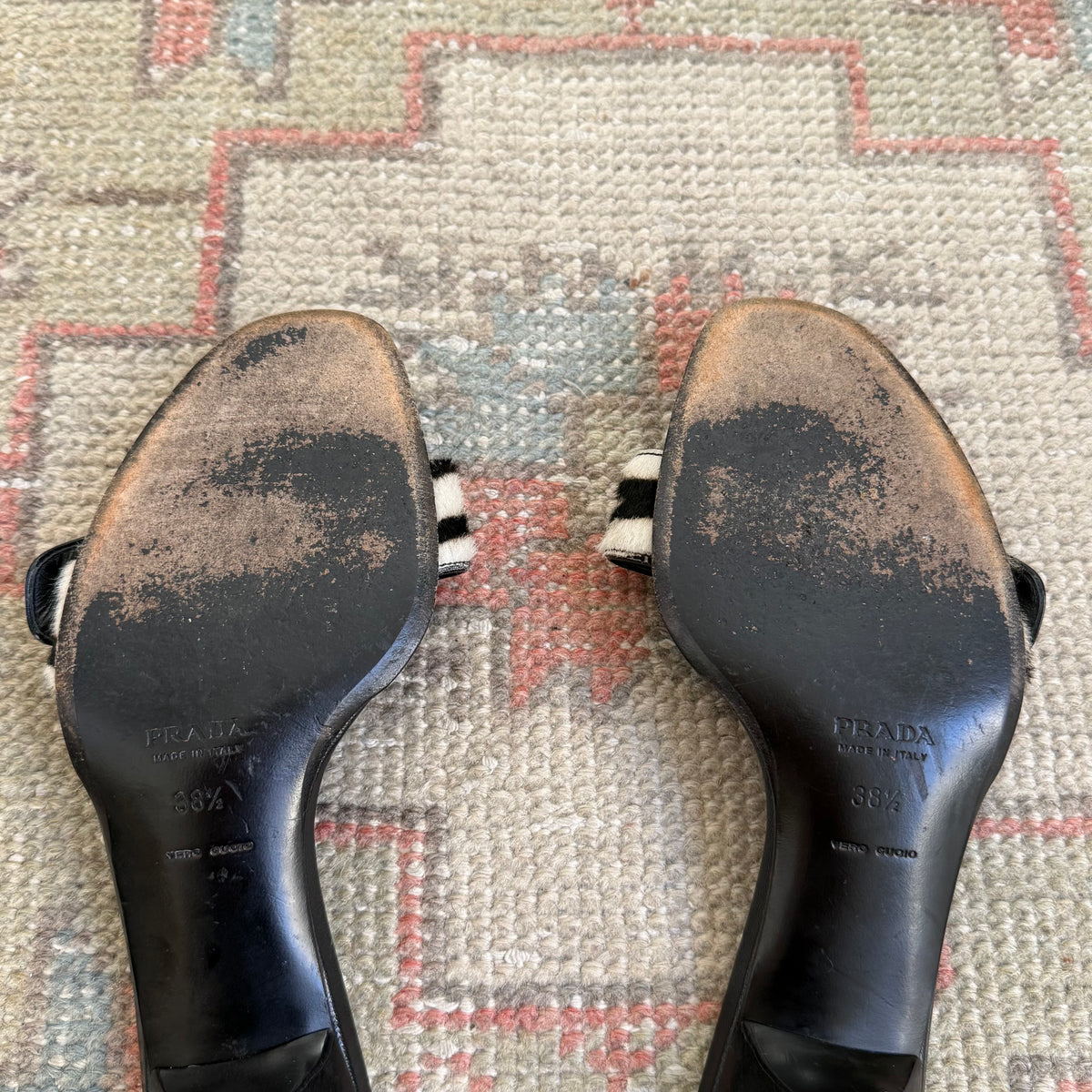 Y2K Prada Pony Hair Zebra Mules - US 8.5