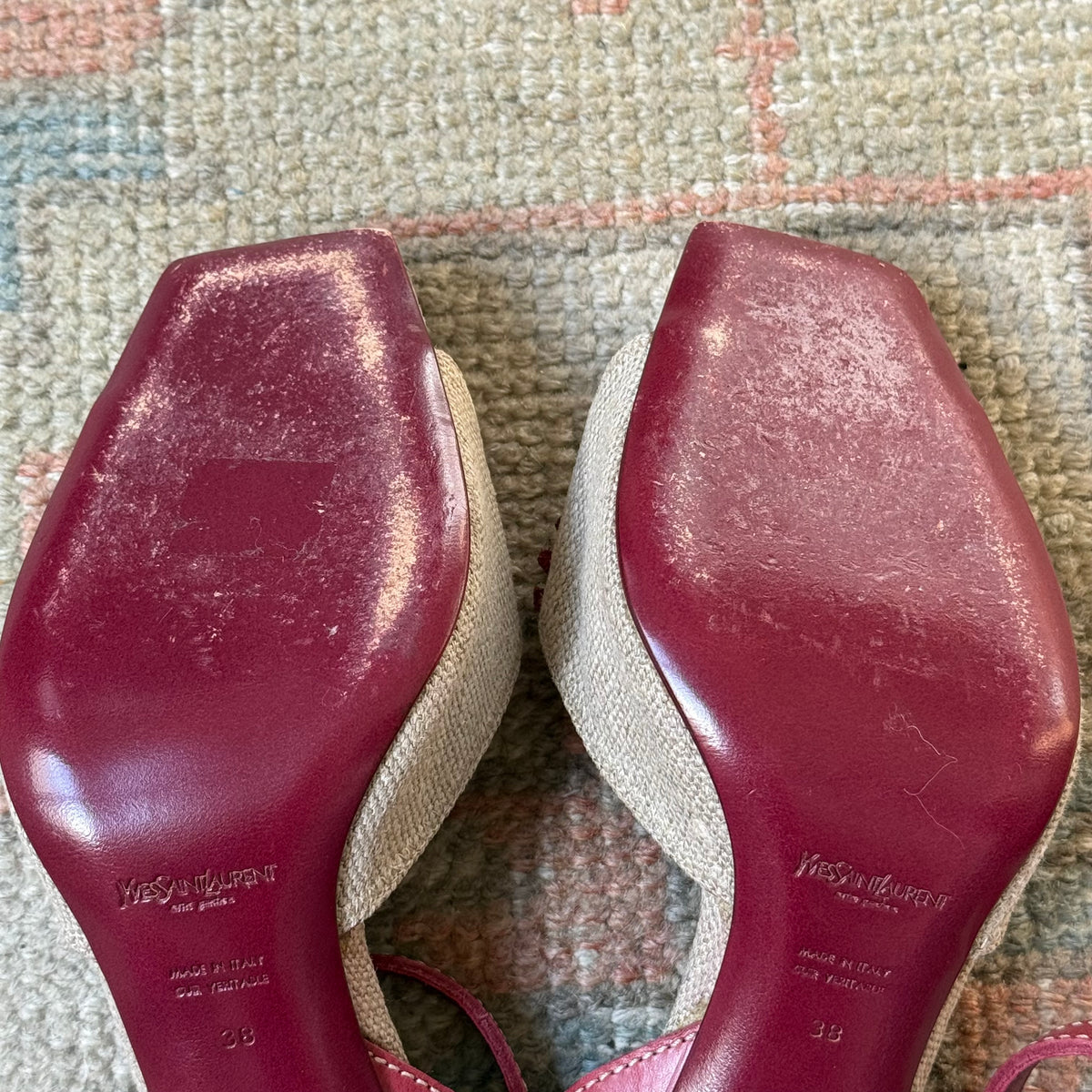 Tom Ford Yves Saint Laurent Rive Gauche Heart Raffia Heels - US 7.5
