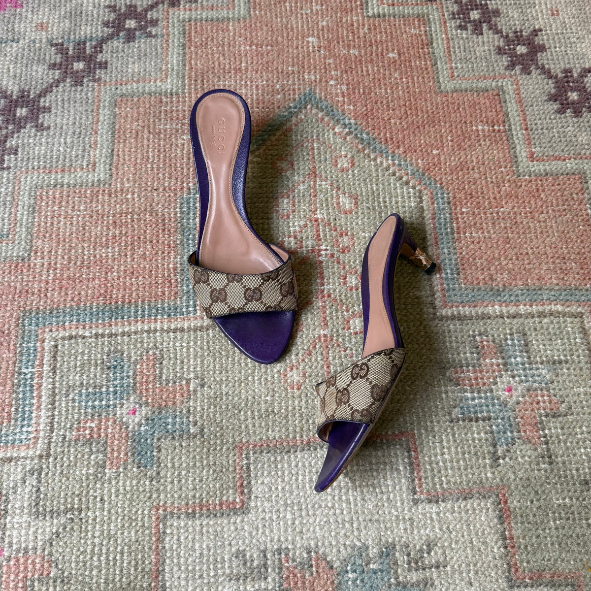 S/S2004 Tom Ford Gucci Purple Bamboo Mules - US 6