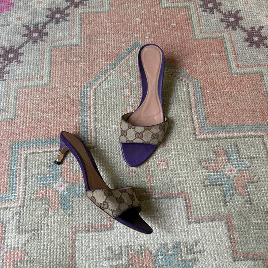 S/S2004 Tom Ford Gucci Purple Bamboo Mules - US 6