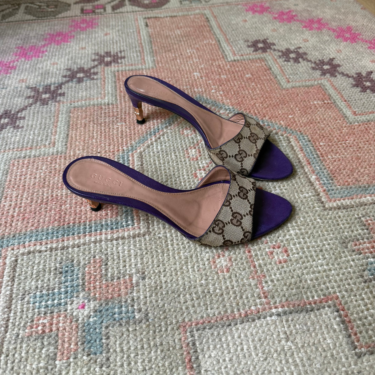 S/S2004 Tom Ford Gucci Purple Bamboo Mules - US 6