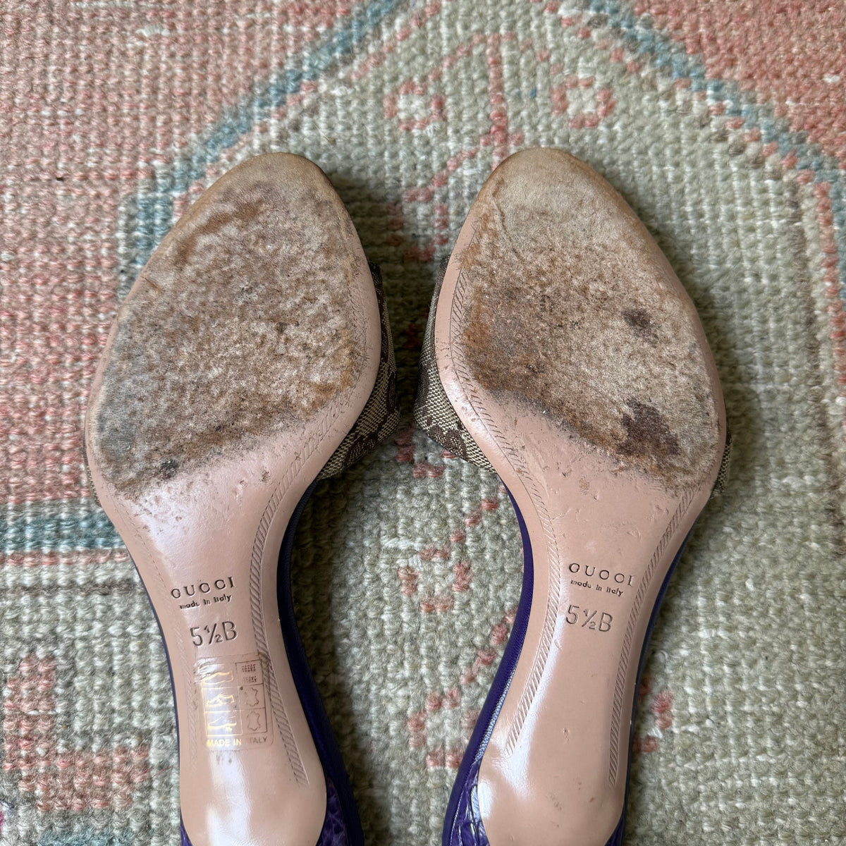 S/S2004 Tom Ford Gucci Purple Bamboo Mules - US 6