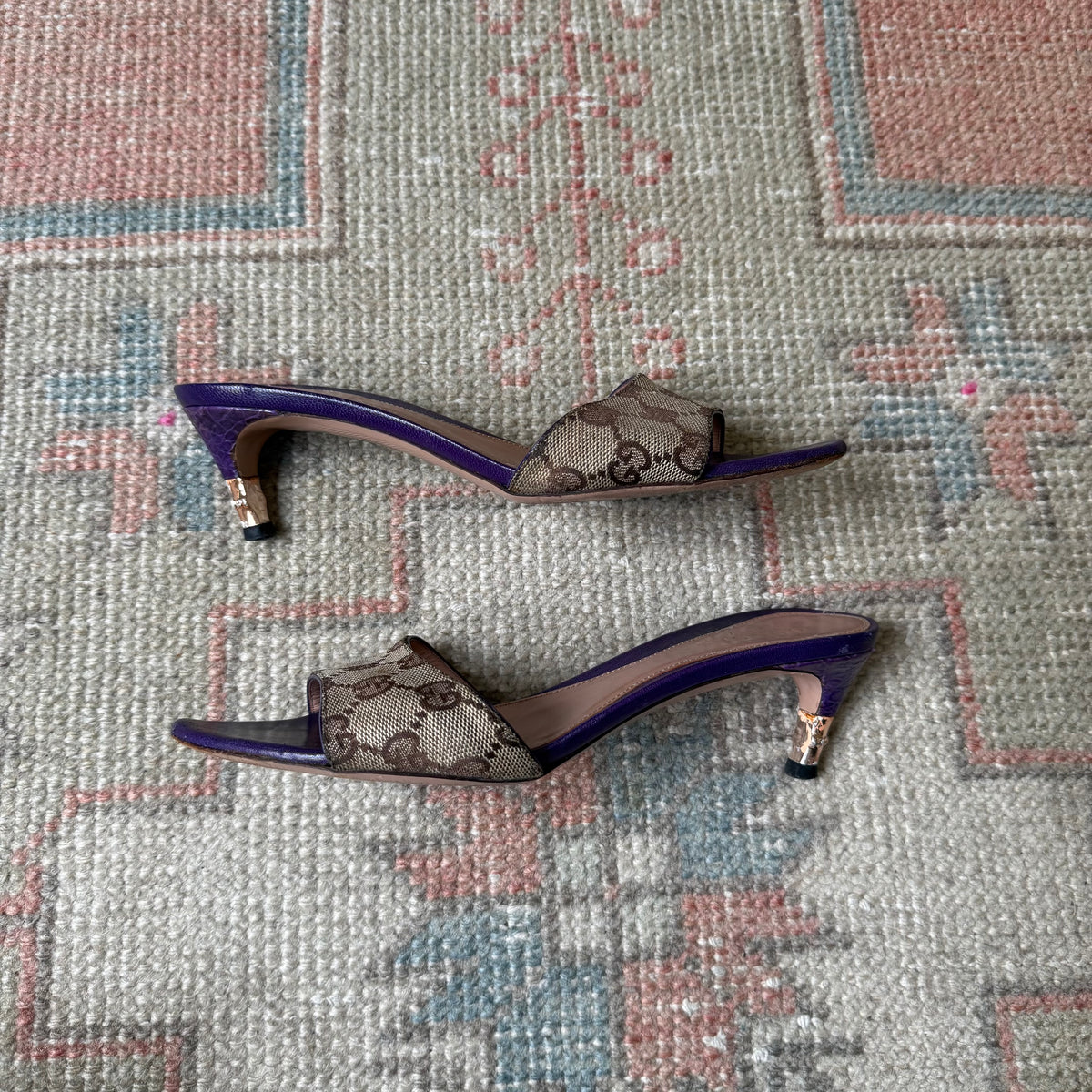 S/S2004 Tom Ford Gucci Purple Bamboo Mules - US 6