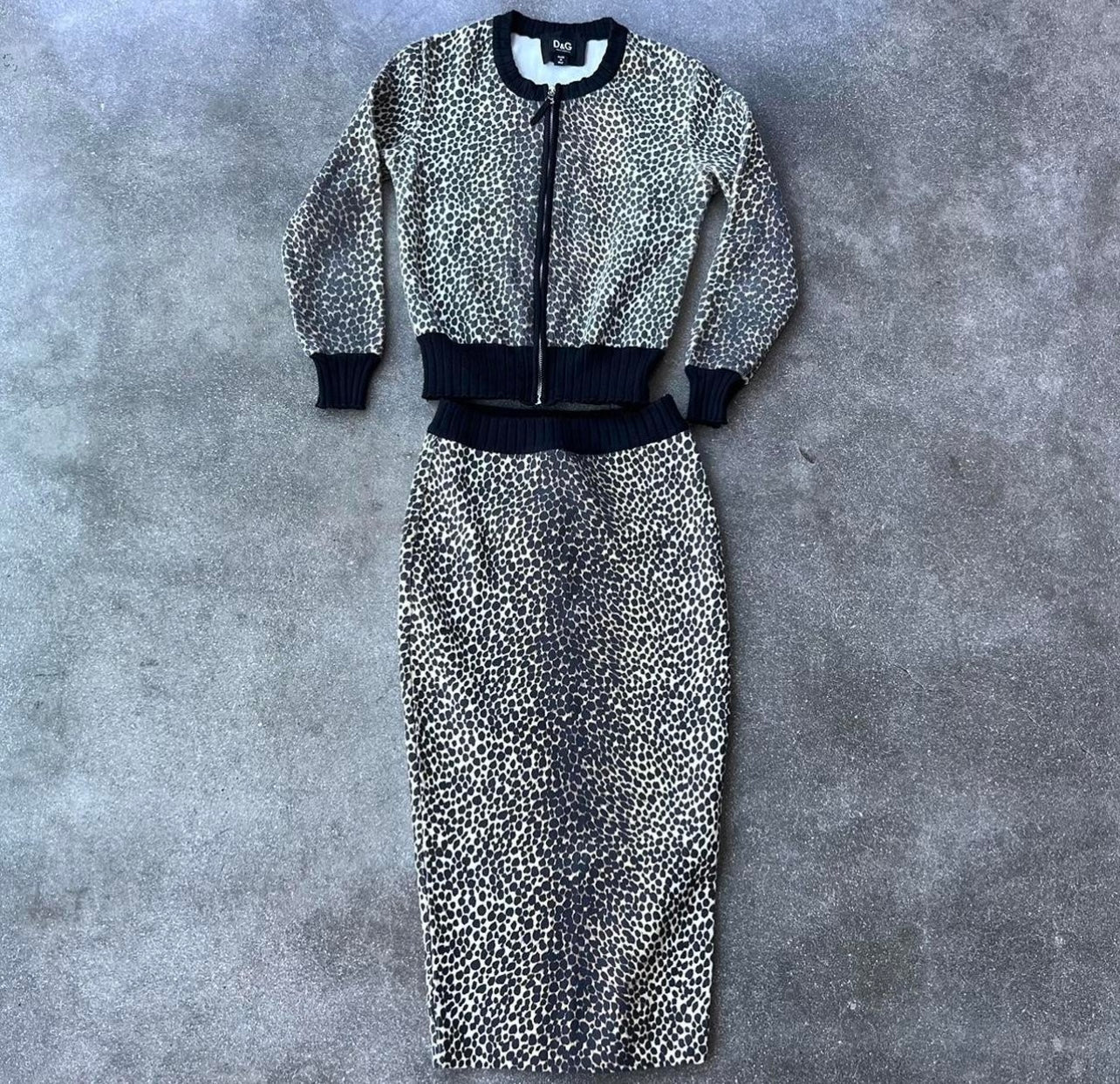 Vintage D&G Leopard Skirt & Cardigan Set